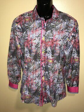 Men's Eight X Premium Slim Fit Floral Long Sleeve Button Front Shirt-Size: L